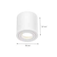 Luminaria de techo empotrada en superficie Spectrum CHLOE GU10, Blanca, IP65, Aluminio Vidrio, 250V, 90x97mm