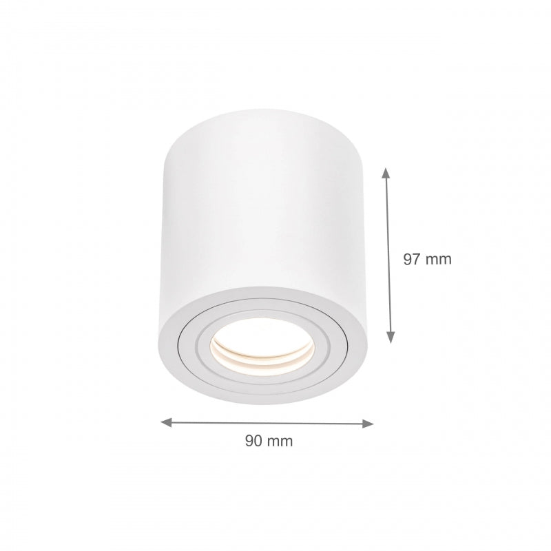 Luminaria de techo empotrada en superficie Spectrum CHLOE GU10, Blanca, IP65, Aluminio Vidrio, 250V, 90x97mm
