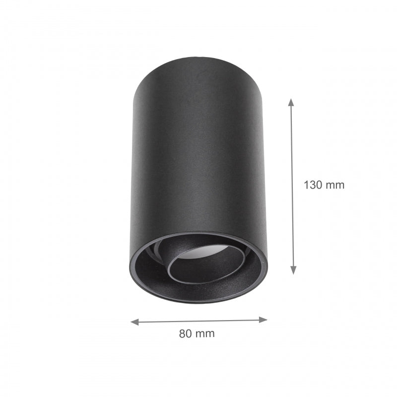 Spectrum CHLOE foco LED GU10 de superficie, IP20, 10W máx, luminaria de techo redonda negra ajustable