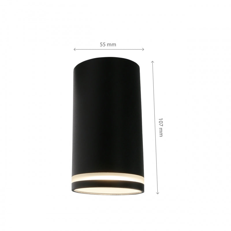 Luminaria de techo empotrada en superficie Spectrum CHLOE Mini Ring GU10 230V IP20 Aluminio negro 55x107mm