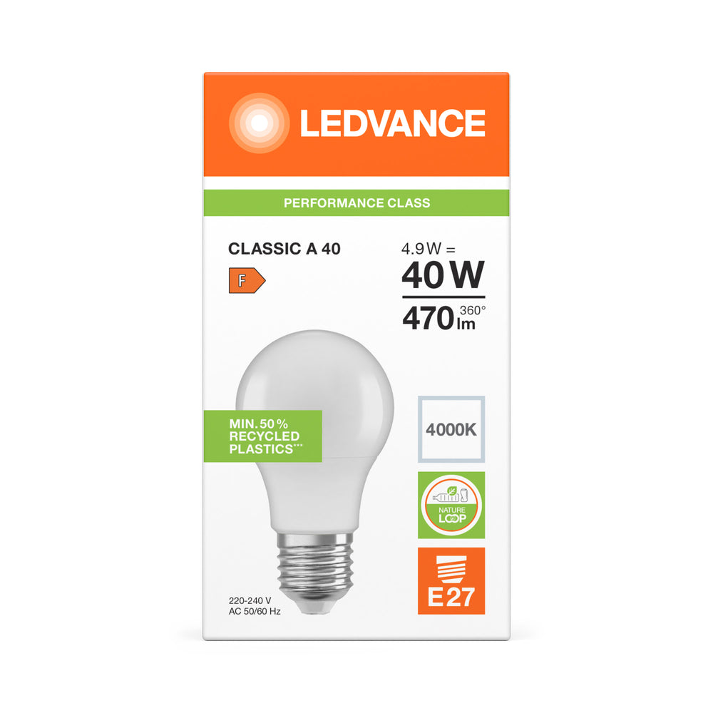 Ledvance Classic LED E27 Bulb 4.9W 4700 lumens 4000K Cool White replaces 40W lamp
