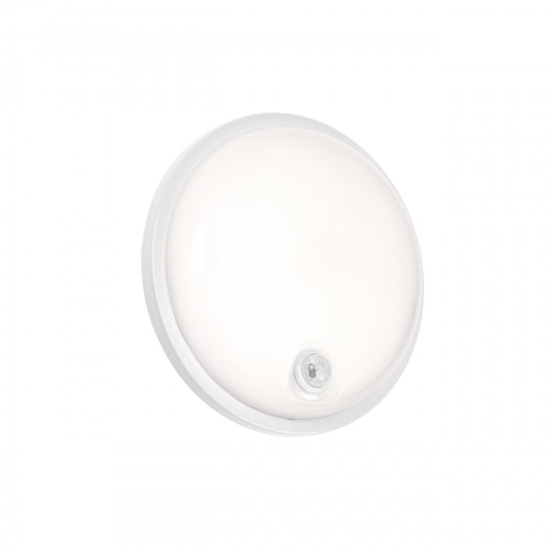 Lámpara de techo Spectrum LED 20W IP54 230V 4000K blanco neutro redonda con sensor PIR 2300 lúmenes Blanco
