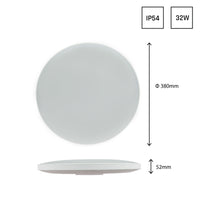 Lámpara de techo LED Spectrum 32W 6000K 230V IP54 redonda Blanco Negro 3450 lúmenes haz 115° montaje superficial