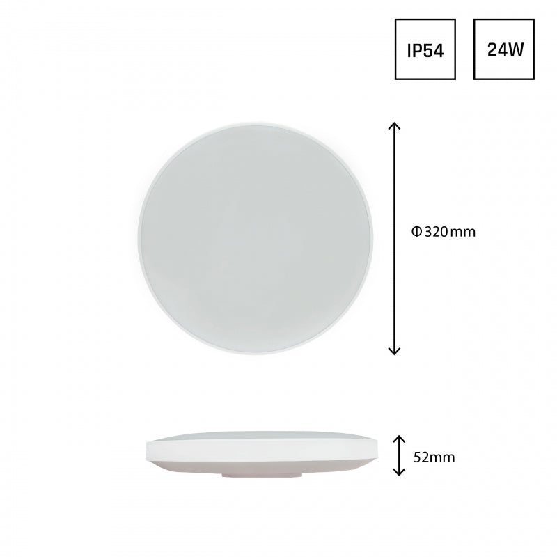 Lámpara de techo LED Spectrum Nymphea 24W 6000K 230V IP54 2850 lúmenes Ø320mm Blanco Negro redonda
