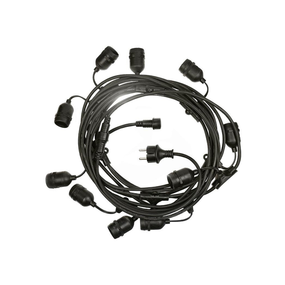 Guirnalda luminosa LED Spectrum de 5m con 10 portalámparas E27, 220-240V, IP20, 3000K, CE RoHS, garantía de 5 años