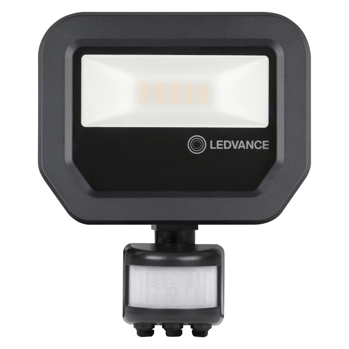 Foco proyector LED Spectrum con sensor Negro 10W 1100 lúmenes 3000K IP65 haz amplio iluminación exterior
