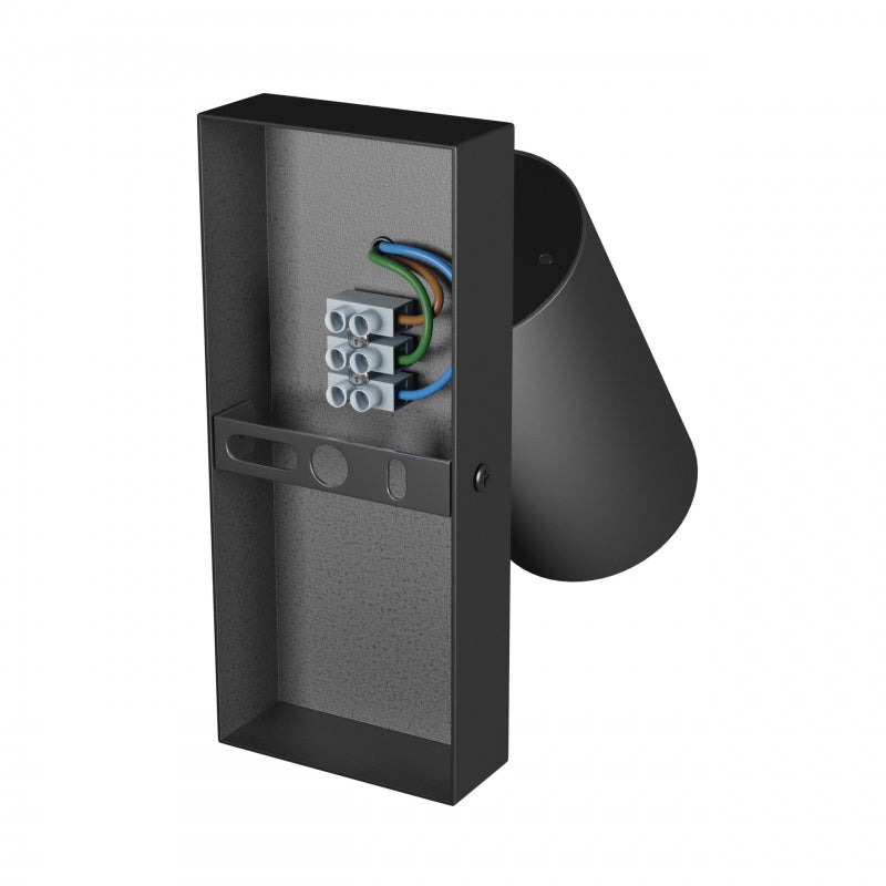 Aplique de pared Spectrum LED GU10, montaje en superficie, 230V IP20 Aluminio negro redondo 55x100mm para iluminación interior