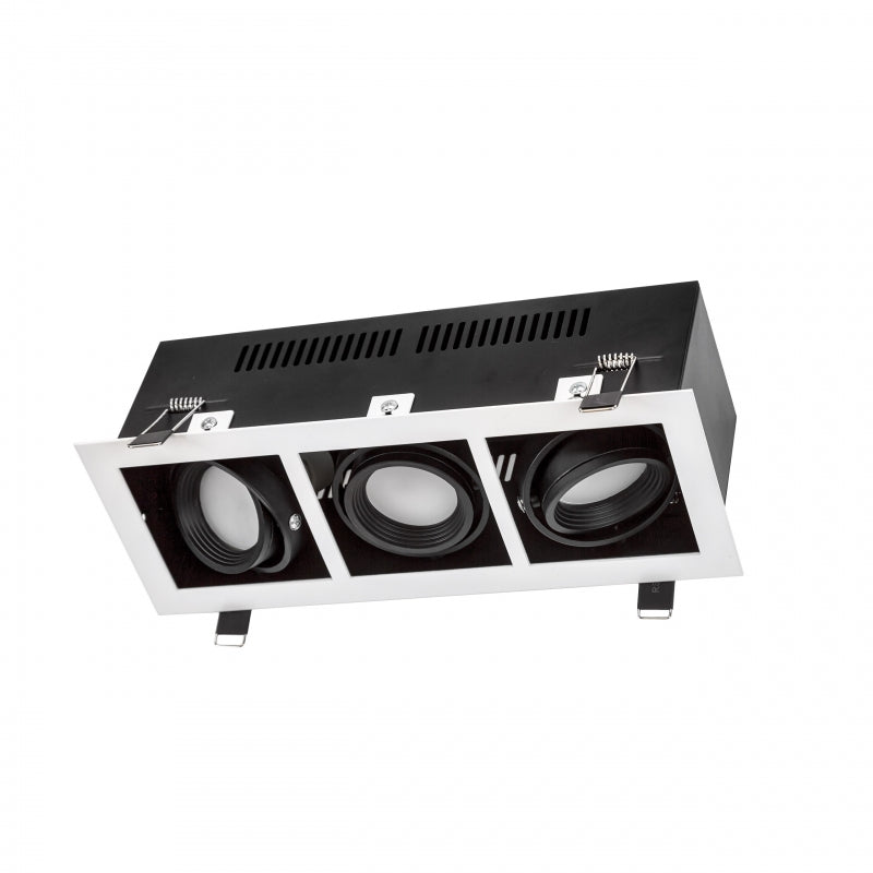 Marco empotrado Spectrum LED para 3x GU10, carcasa de aluminio blanca, 3x10W máx, 250V, iluminación interior IP20