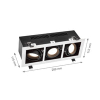 Spectrum LED recessed frame for 3x GU10, White aluminum housing, 3x10W max, 250V, IP20 indoor lighting