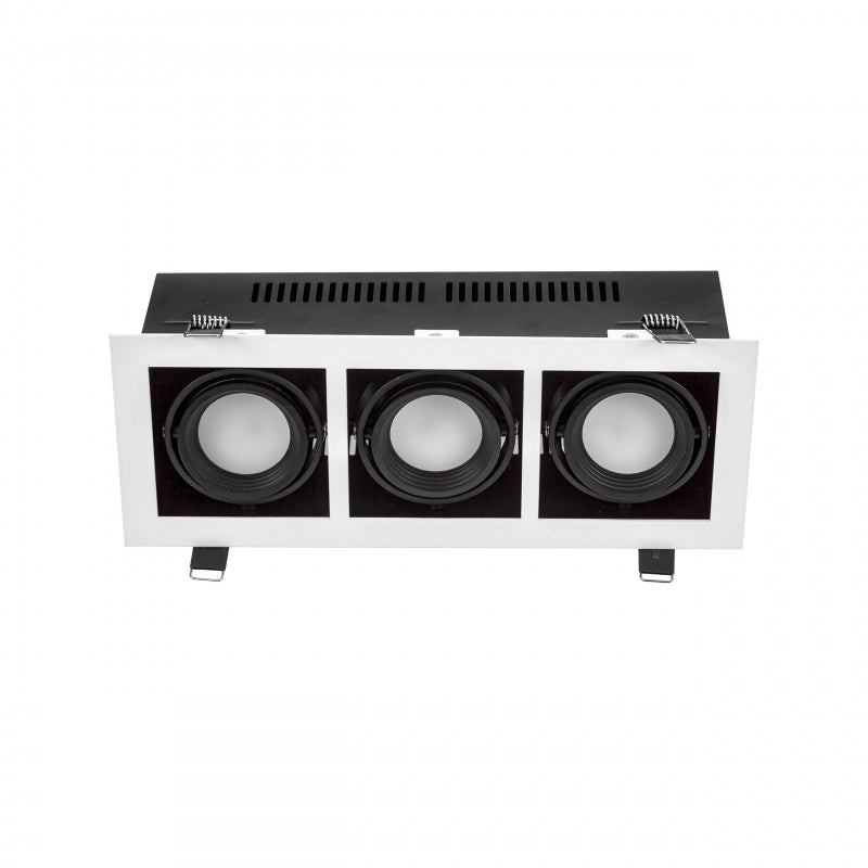 Marco empotrado Spectrum LED para 3x GU10, carcasa de aluminio blanca, 3x10W máx, 250V, iluminación interior IP20