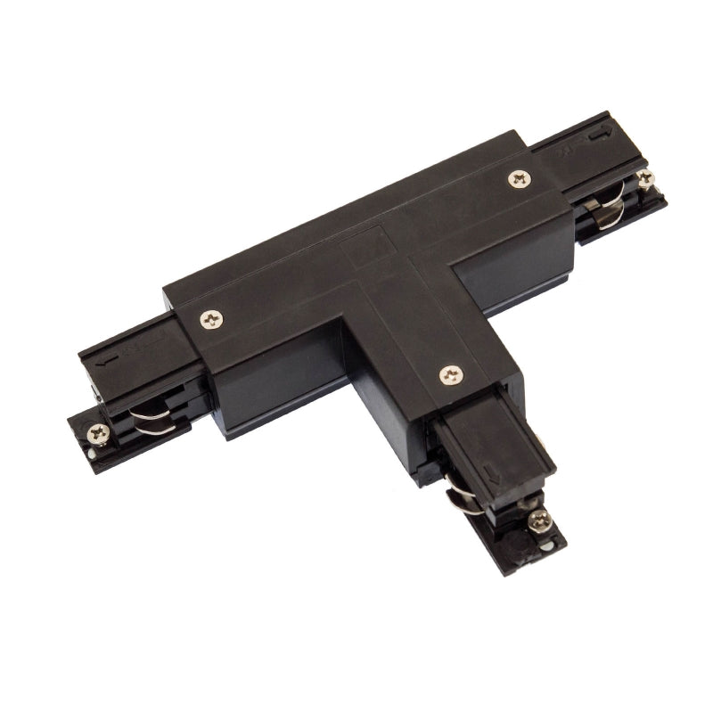 Conector en T Derecho Negro Spectrum LED SPS 2, 230V, IP20, Carcasa de Aluminio para Iluminación de Riel en Techo