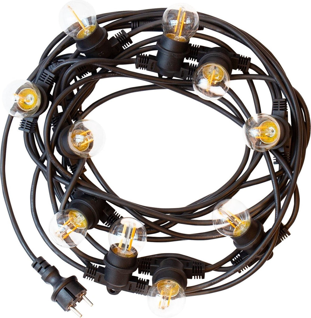 Guirnalda LED Spectrum 10m con 10x casquillos E27, cable festón para exteriores, bombillas LED opcionales