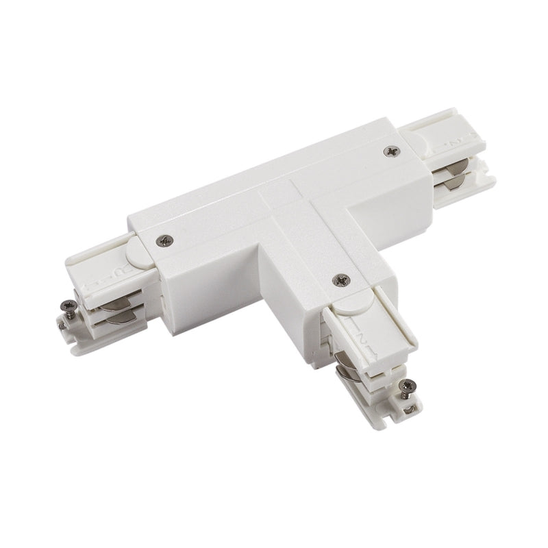 Conector de carril LED Spectrum T2 izquierdo, 230V, IP20, carcasa de aluminio, acabado Blanco, montaje en superficie o suspendido