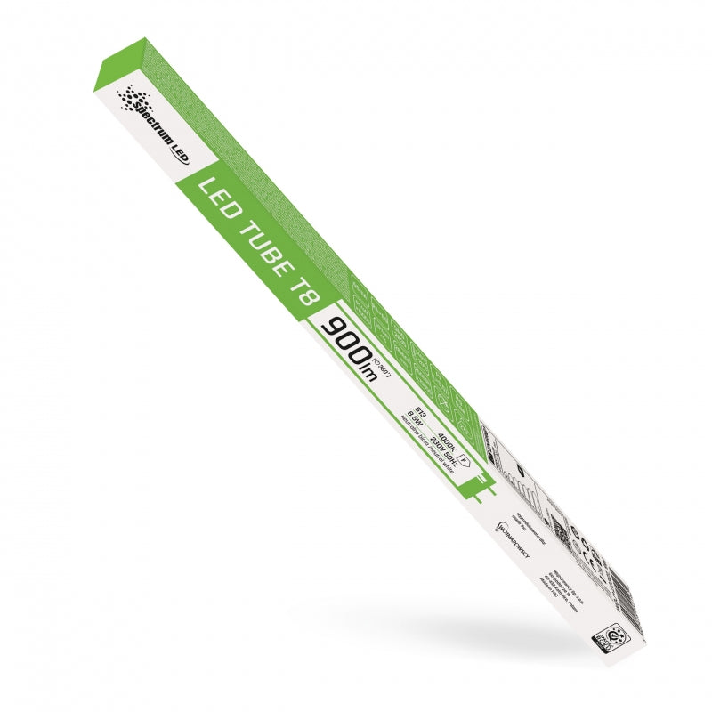 Tubo LED Spectrum T8 8.5W 230V 4000K Blanco Neutro 900 lúmenes G13 600mm Vidrio Iluminación Interior