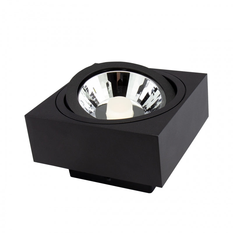 Foco LED de superficie Spectrum MIRORA AR111 GU10 Negro ajustable 20W 250V IP20 145x145x85mm