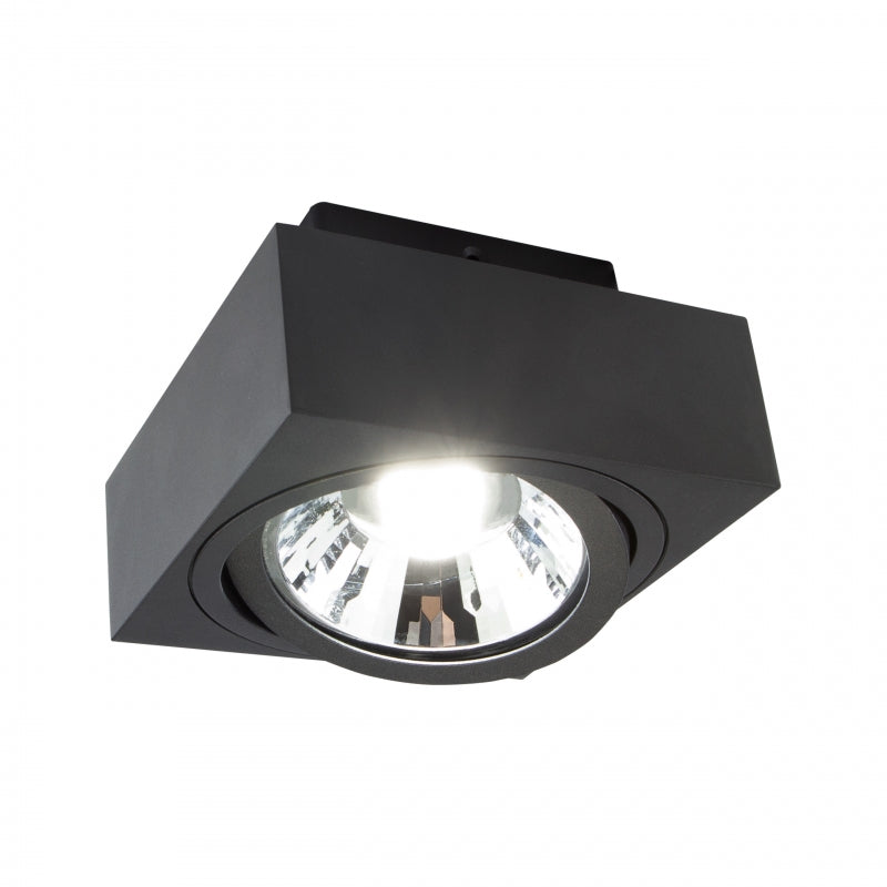 Foco LED de superficie Spectrum MIRORA AR111 GU10 Negro ajustable 20W 250V IP20 145x145x85mm