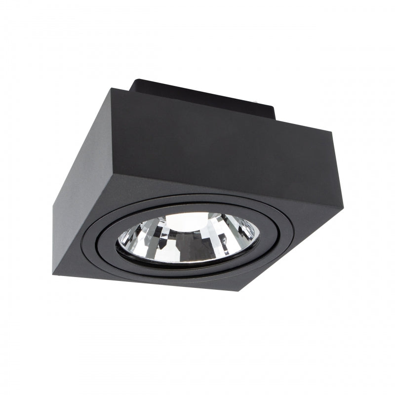 Foco LED de superficie Spectrum MIRORA AR111 GU10 Negro ajustable 20W 250V IP20 145x145x85mm