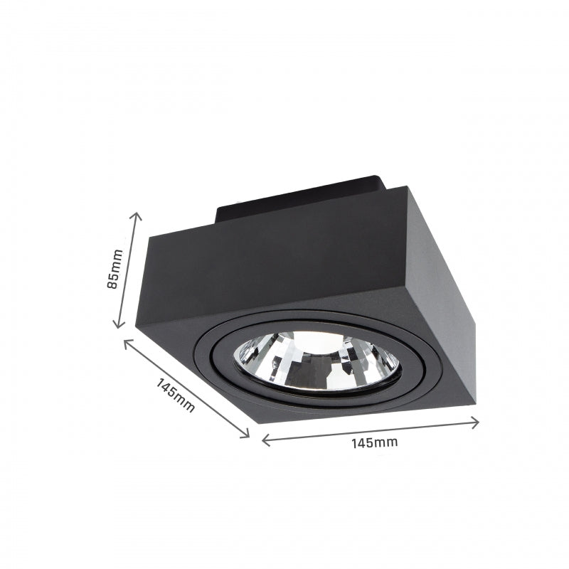 Foco LED de superficie Spectrum MIRORA AR111 GU10 Negro ajustable 20W 250V IP20 145x145x85mm