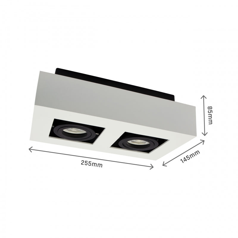 Reflector de techo empotrado Spectrum MIRORA GU10, 2x10W LED, 250V, IP20, ajustable, aluminio Blanco Negro