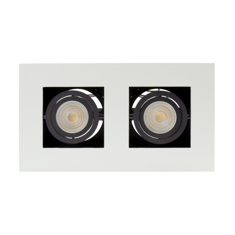 Reflector de techo empotrado Spectrum MIRORA GU10, 2x10W LED, 250V, IP20, ajustable, aluminio Blanco Negro
