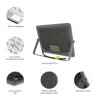 Proyector LED Spectrum NOCTIS MAX 100W 6500K 8600 lúmenes 230V IP65 IK08 85° Gris iluminación exterior