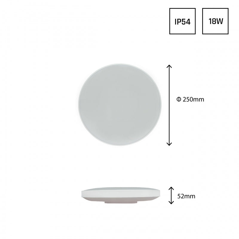 Espectrum NYMPHEA plafón LED 18W 3000K 230V IP54 redondo Blanco Negro 1950 lúmenes 115° montaje superficial