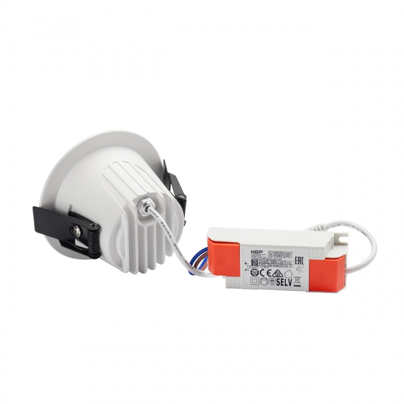 Spectrum ORBITO Downlight LED 10W 4000K 1200 lúmenes 230V IP44 CRI>90 UGR<19 Blanco Redondo Reflector Negro