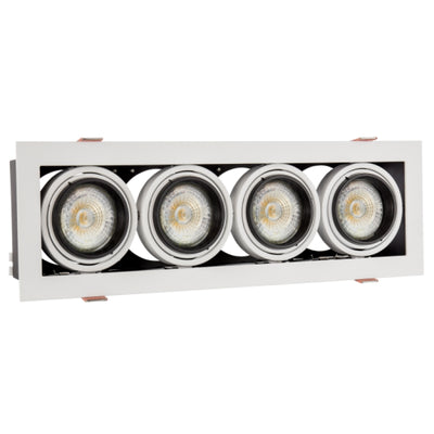 Spectrum recessed LED GU10 x4 frame, 4x10W, 250V, IP20, White aluminum housing for indoor lighting