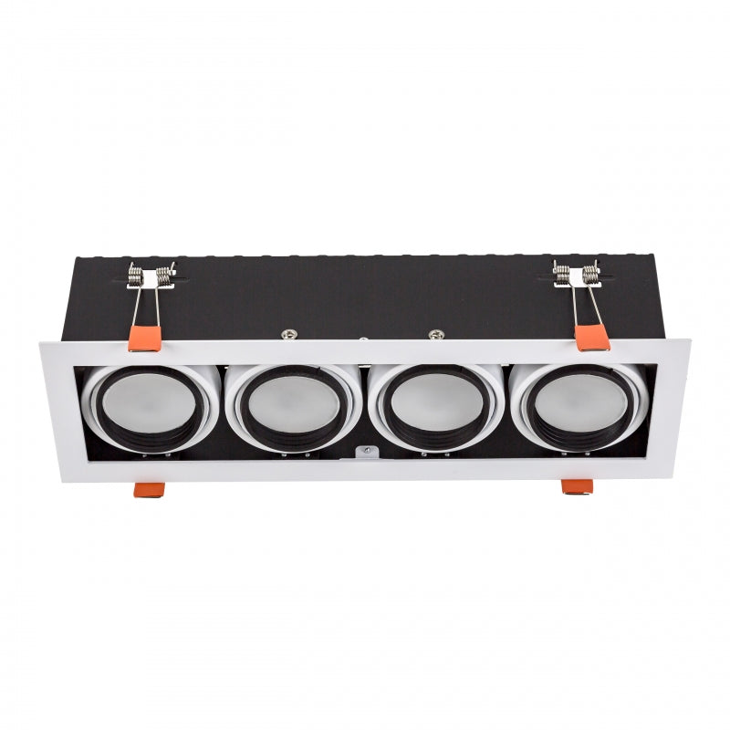 Spectrum recessed LED GU10 x4 frame, 4x10W, 250V, IP20, White aluminum housing for indoor lighting