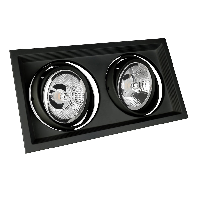 Spectrum recessed LED luminaire AR111 GU10 x2, 2x25W, 250V, IP20, Black aluminum housing