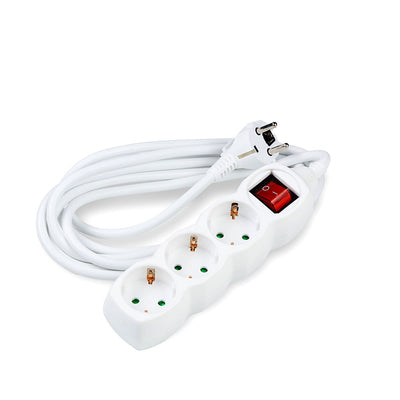 Regleta Technik de 3 tomas con cable de cobre de 5m 1.5mm², interruptor, color blanco, 16A 250V