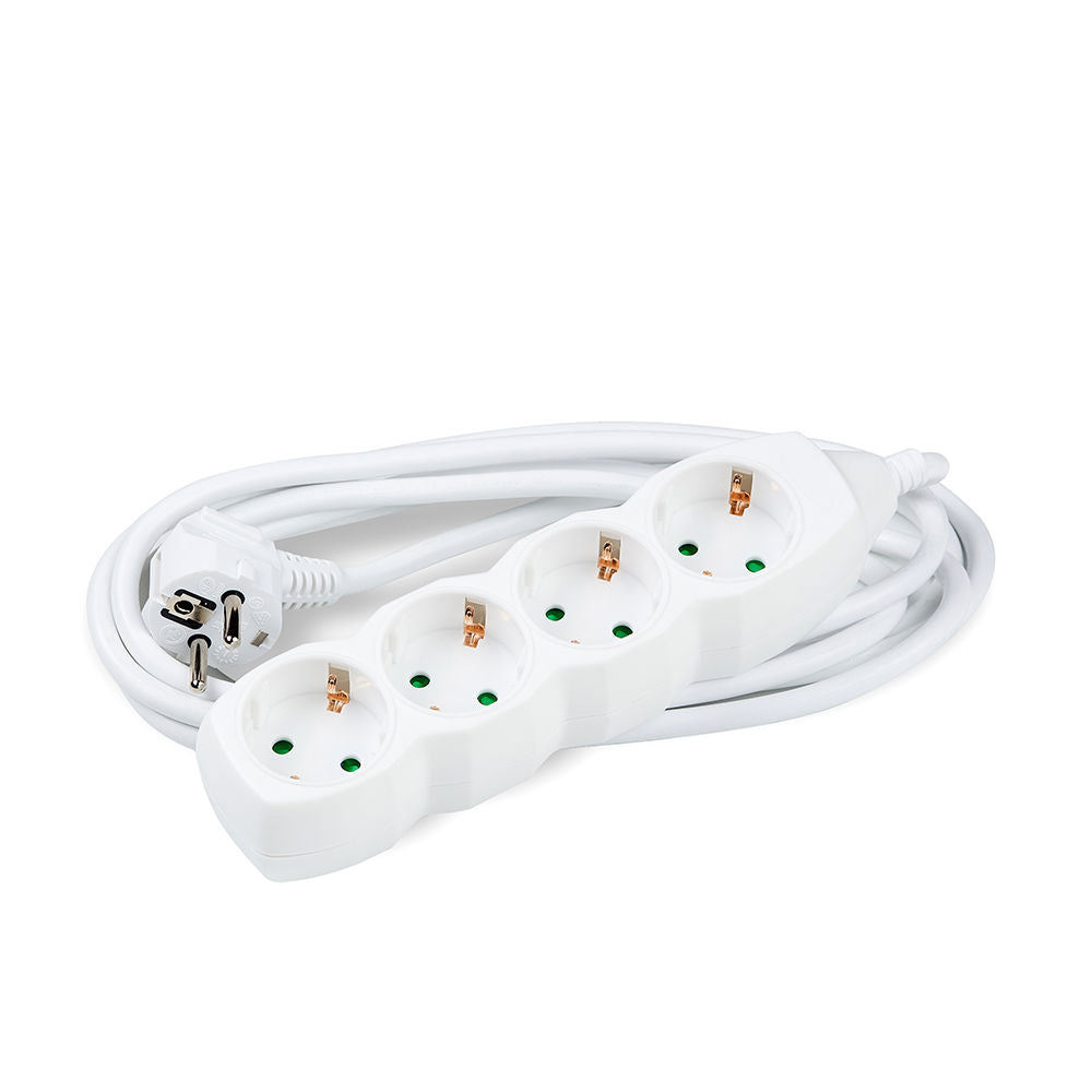 Regleta Technik de 4 Tomas, Cable de Cobre de 3m 1.5mm², Color Blanco, 16A 250V con Protección Infantil