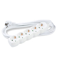 Regleta Technik de 5 tomas, cable de cobre de 3m 1.5mm², 250V 16A blanca con protección infantil
