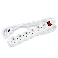 Regleta Technik de 6 tomas, cable de cobre de 3m 1.5mm², 16A, 250V, blanca con interruptor y protección infantil