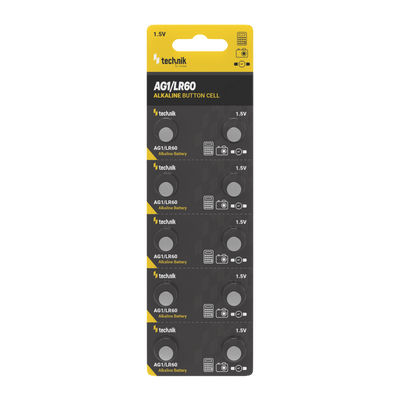Technik Pilas de botón alcalinas AG1 LR60 364 1.5V paquete de 10 pilas tipo moneda fiables para relojes y dispositivos electrónicos