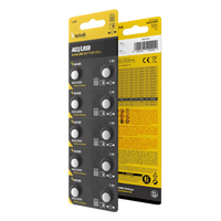 Technik Pila de Botón Alcalina AG2 LR59 196 396 1.5V, Paquete de 10 pilas tipo moneda confiables para relojes y dispositivos