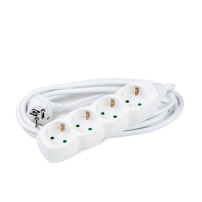 Regleta de extensión Technik 4 tomas, cable de cobre 1.5mm2 de 5m, blanca, 16A con protección infantil