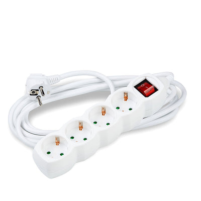 Regleta Technik de 4 tomas con cable de cobre de 3m 1.5mm², interruptor, protección infantil, blanca 16A