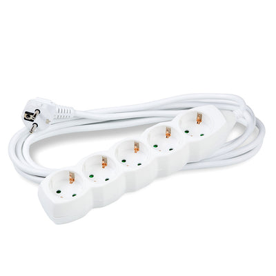 Regleta Technik 5 tomas, cable de cobre 1.5m Blanca 16A protección infantil