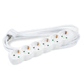 Regleta Technik de 6 tomas, cable de cobre de 5m 1.5mm², 16A 250V, Blanca con protección infantil