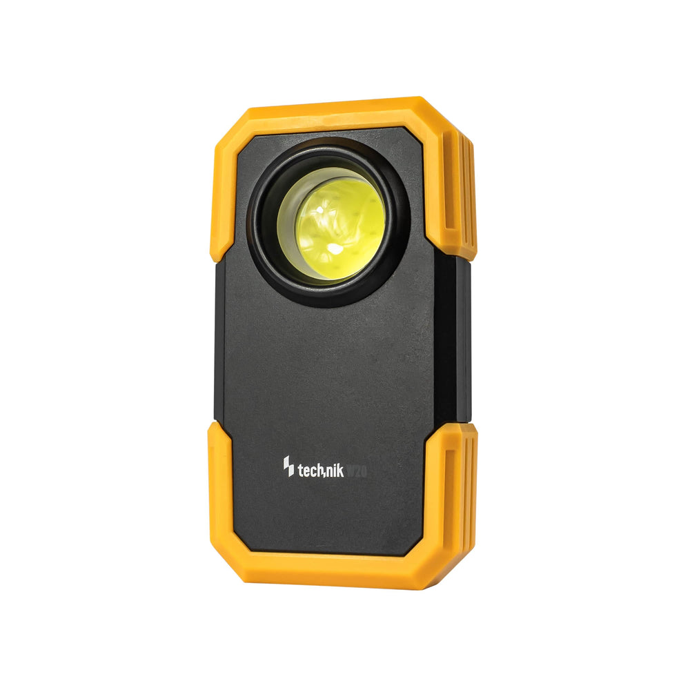 Linterna LED Technik W20 COB 250 lúmenes, alimentada por 3xAAA, cuerpo de plástico blanco, IPX2 con imán y clip