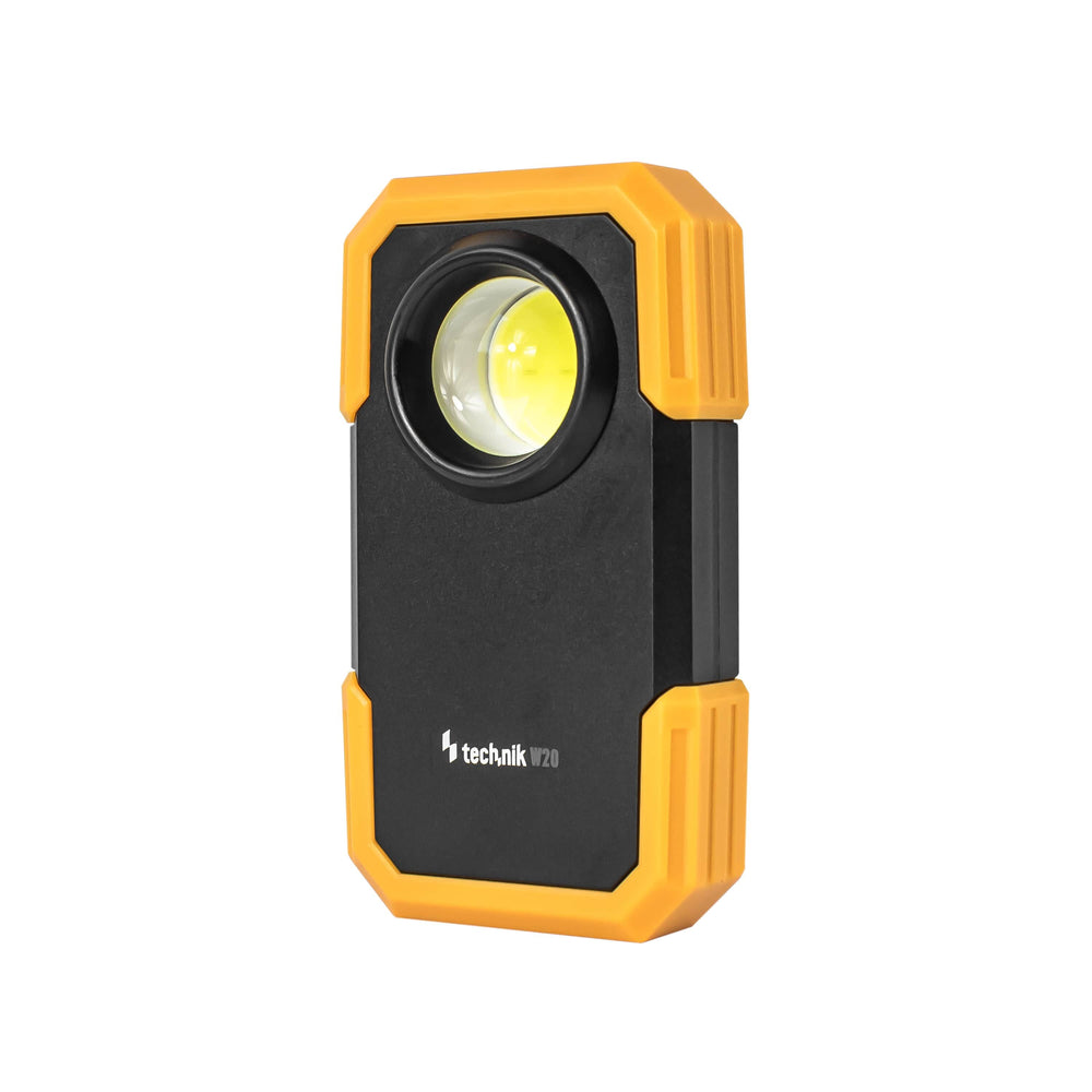 Linterna LED Technik W20 COB 250 lúmenes, alimentada por 3xAAA, cuerpo de plástico blanco, IPX2 con imán y clip