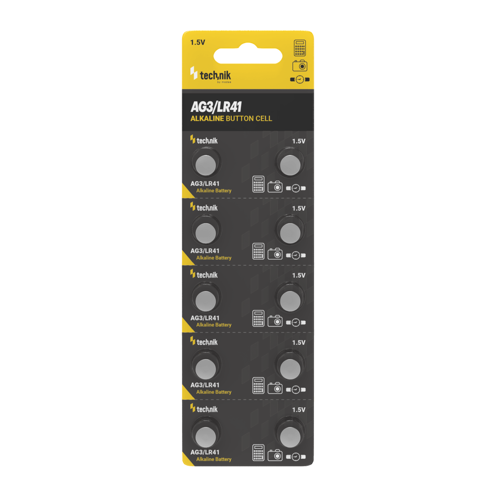 Tecnología Platinum AG3 LR41 192 392 1.5V Paquete de 10 Pilas de Botón Alcalinas para relojes y pequeños dispositivos