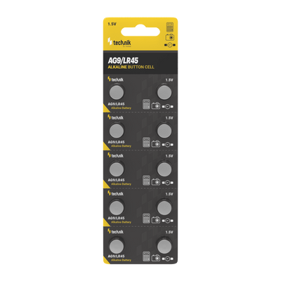 Technik Platinum alkaline button cell AG9 LR45 394 1.5V 40mAh coin battery pack of 10