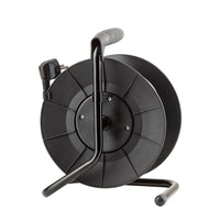 Carrete de Cable Profesional Technik 25m 1.5mm² 16A con 4 Tomas EU y Interruptor Negro
