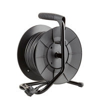 Carrete de Cable Profesional Technik 25m 1.5mm² 16A con 4 Tomas EU y Interruptor Negro