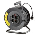 Carrete de cable Technik Professional 50m 1.5mm² Negro 16A 4 tomas con interruptor Interior Exterior