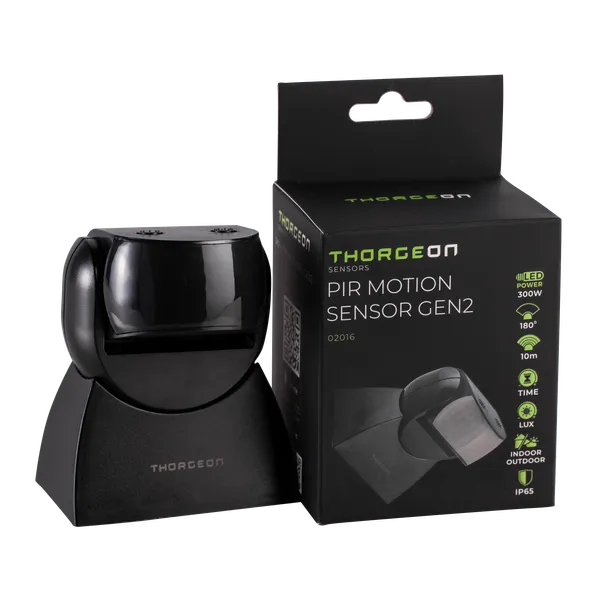 Thorgeon sensor de movimiento LED Negro montaje en superficie 180° IP65 máx 300W 220-240V CE RoHS
