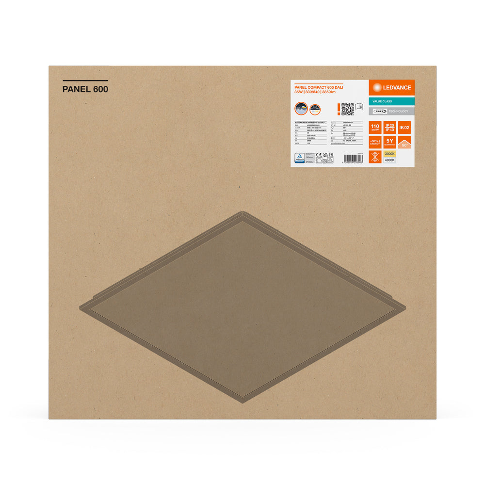 Panel LED Tsong 60x60cm 35W interruptor CCT 2700K 4000K 4200 lúmenes UGR19 IP20 regulable DALI