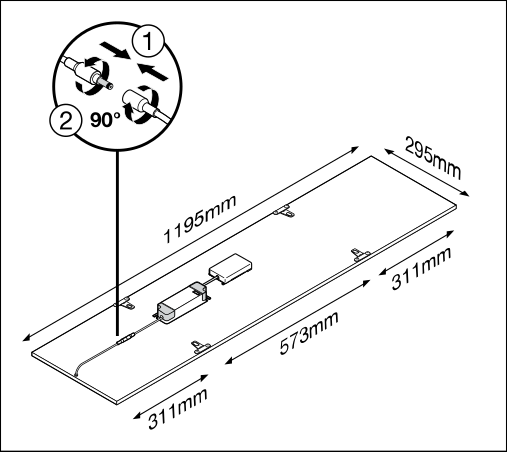 Panel LED Tsong 33W 3000K 4320 lúmenes 120x30cm UGR<19 IP20 aluminio blanco sin parpadeo